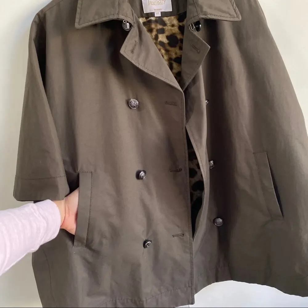 NEW Laundry By Shelli Segal Coat Brown‎ Leopard
